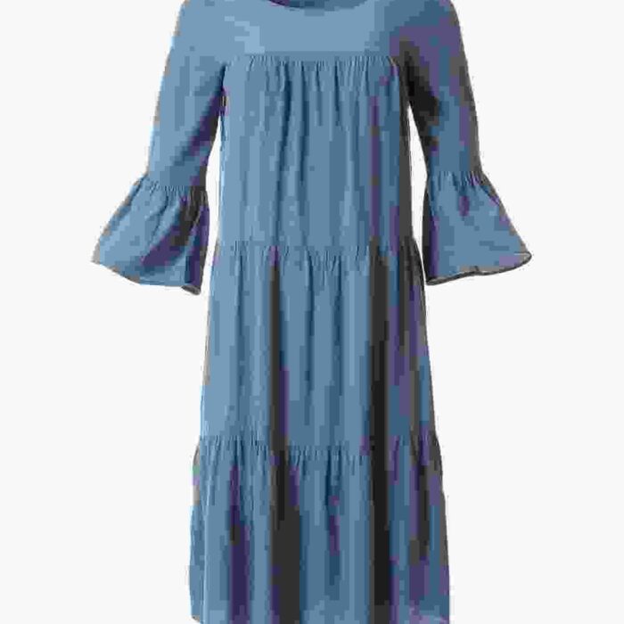 Puff Sleeve Plain Dress