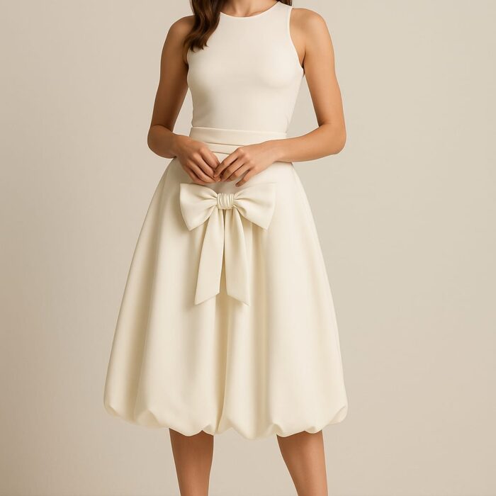 Women’s Italian Bubble Midi Skirt – Black & White – Made in Italy