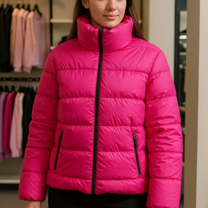 Stylish Pink Bomber Puffer Jacket – Premium Turkish Brand