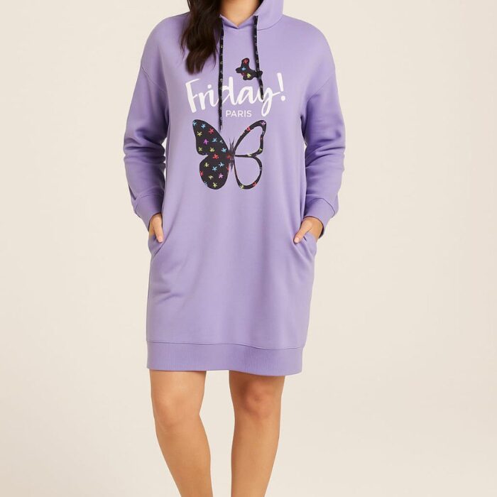 Premium Heavy Cotton Hoodie Dress – Lilac
