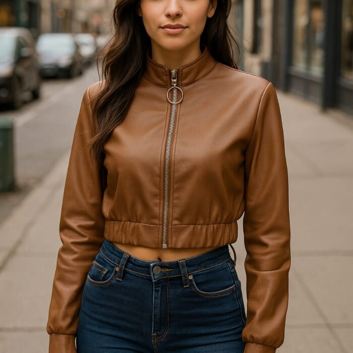 Premium Turkish Faux Leather Jacket – Brown