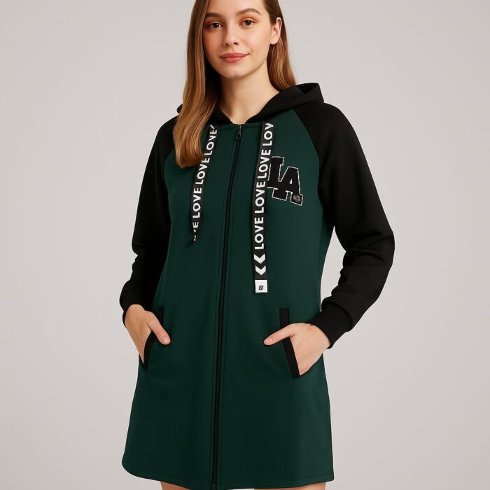 Turkish Heavy Cotton Fleece Hooded Dress