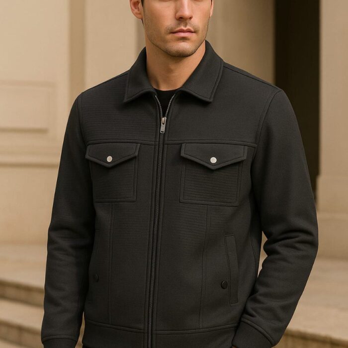 Men’s Premium Heavy Fabric Zip Jacket – Classy Black