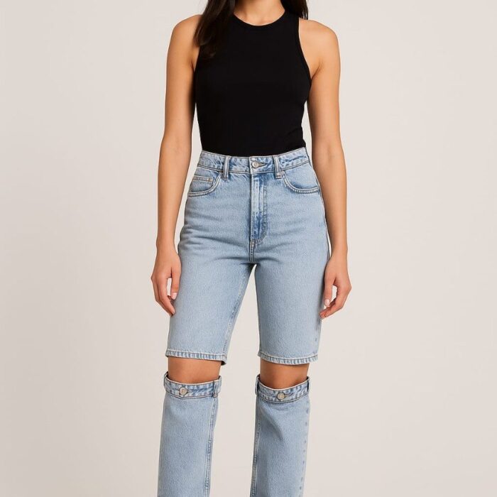 Women’s Stylish FAF Detachable Jeans – Premium Branded Denim