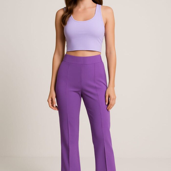 Premium Turkish Classic Split-Hem Pants – Purple