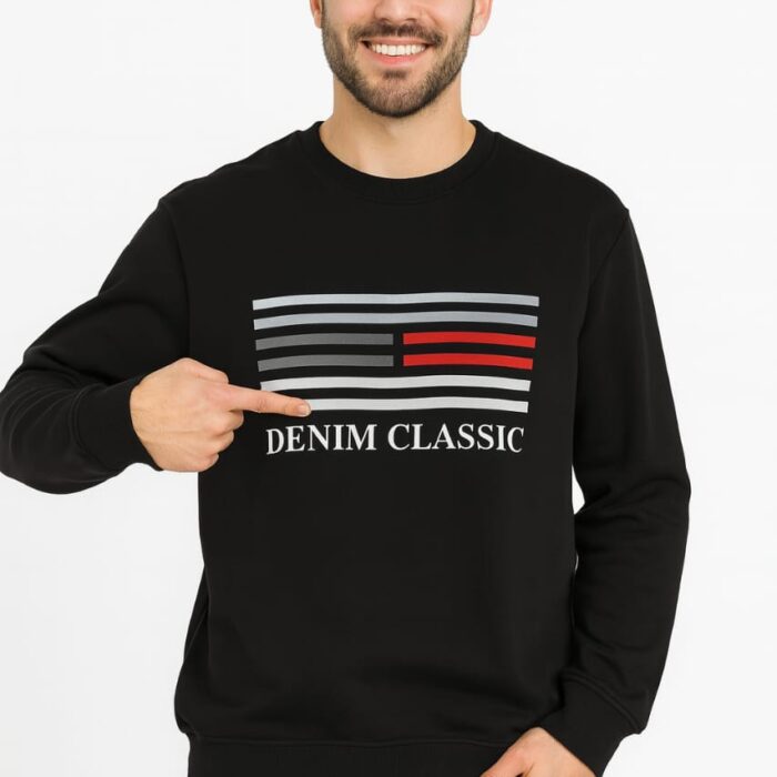 Men’s Premium French Terry Sweatshirt – “Denim Classic” Print