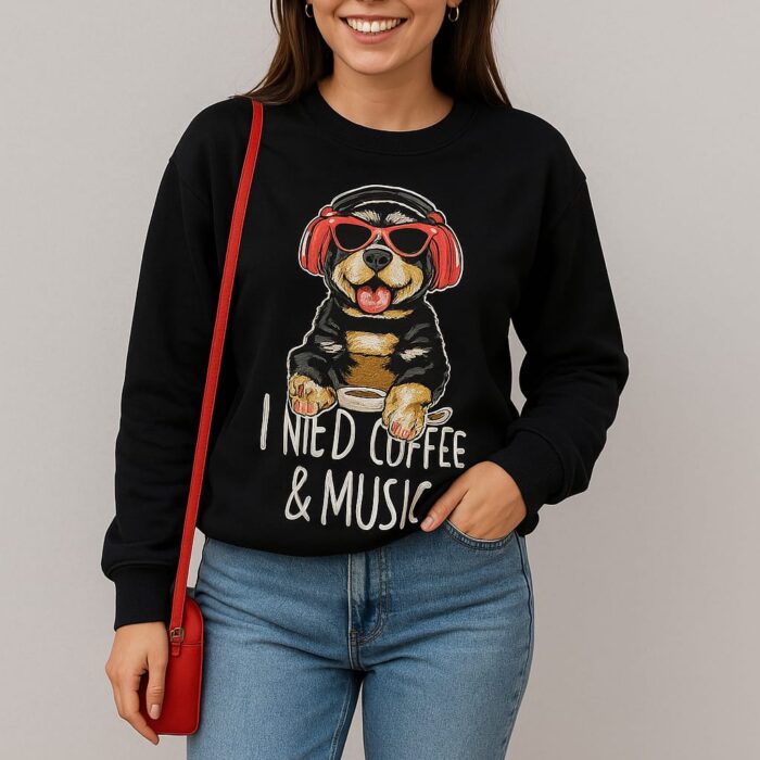 Women’s Dog Print Sweatshirt – Turkish French Terry