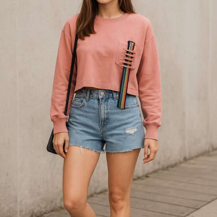 Women’s Cropped Sweatshirt – Turkish French Terry Fabric