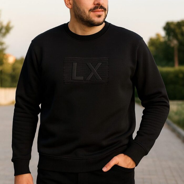 Men’s Premium Turkish French Terry Cotton Sweatshirt – LX Embossed Design (S–XXL)
