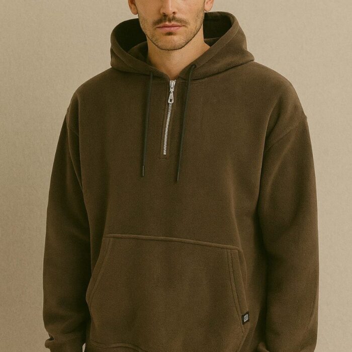 Men’s Stylish Microfleece Hoodie – Half Zipper – Premium Quality – Sizes S to 3XL